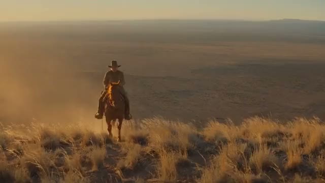 Rider on a ridge at golden hour